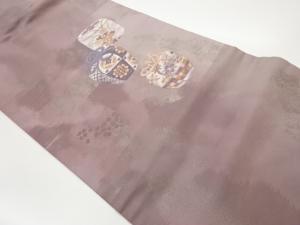 貝桶に花模様織出し名古屋帯